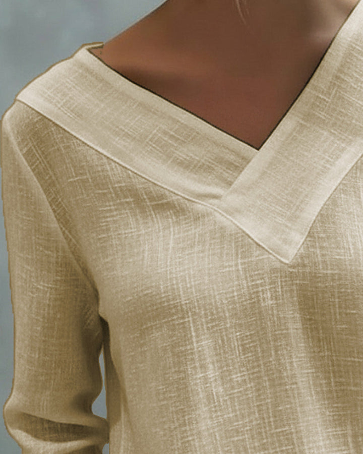 Melyra - Elegant V-Neck Top with Asymmetrical Neckline