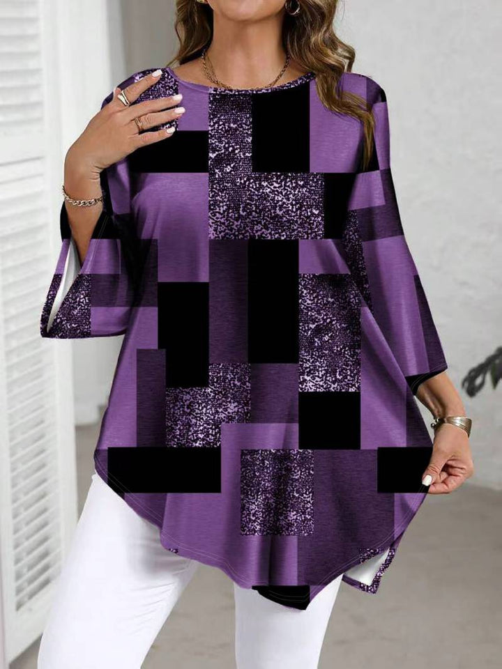 Rhosalivelle - Oversized Checkered Print Blouse