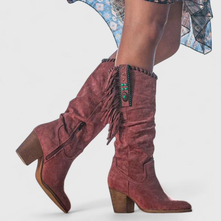 Indie | Orthopedic Suede Block Heeled Boots