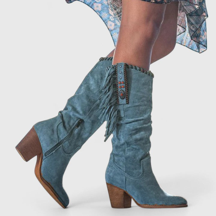 Indie | Orthopedic Suede Block Heeled Boots
