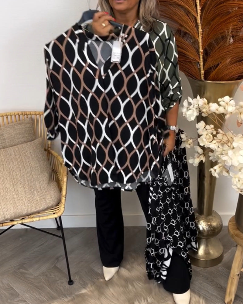 Florina - Casual Long Sleeve Blouse with Elegant Pattern