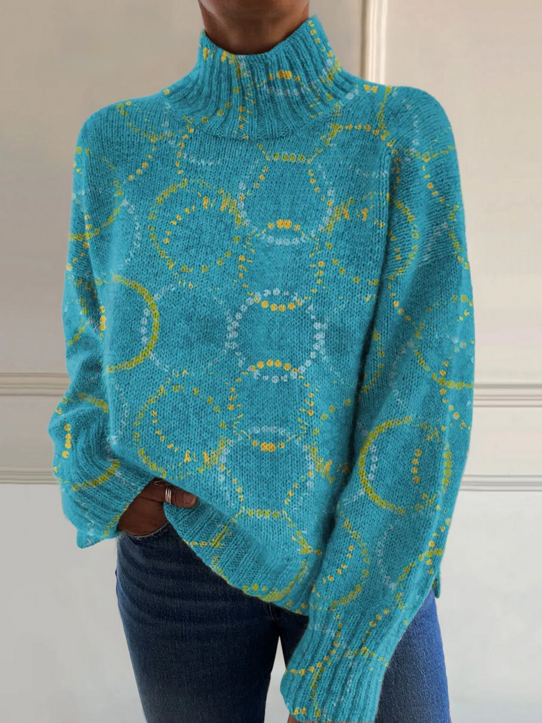 Jasny Okólnik Art Print Turtleneck Sweater