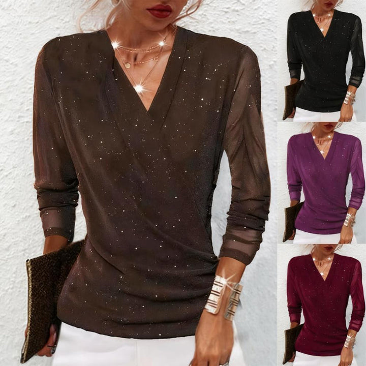 Oralindra - Elegant Wrap Blouse with Long Sleeves