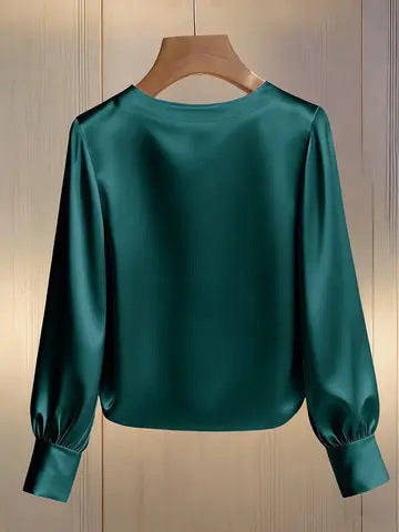 Neralivora - Beaded Satin Top with Jewel Collar