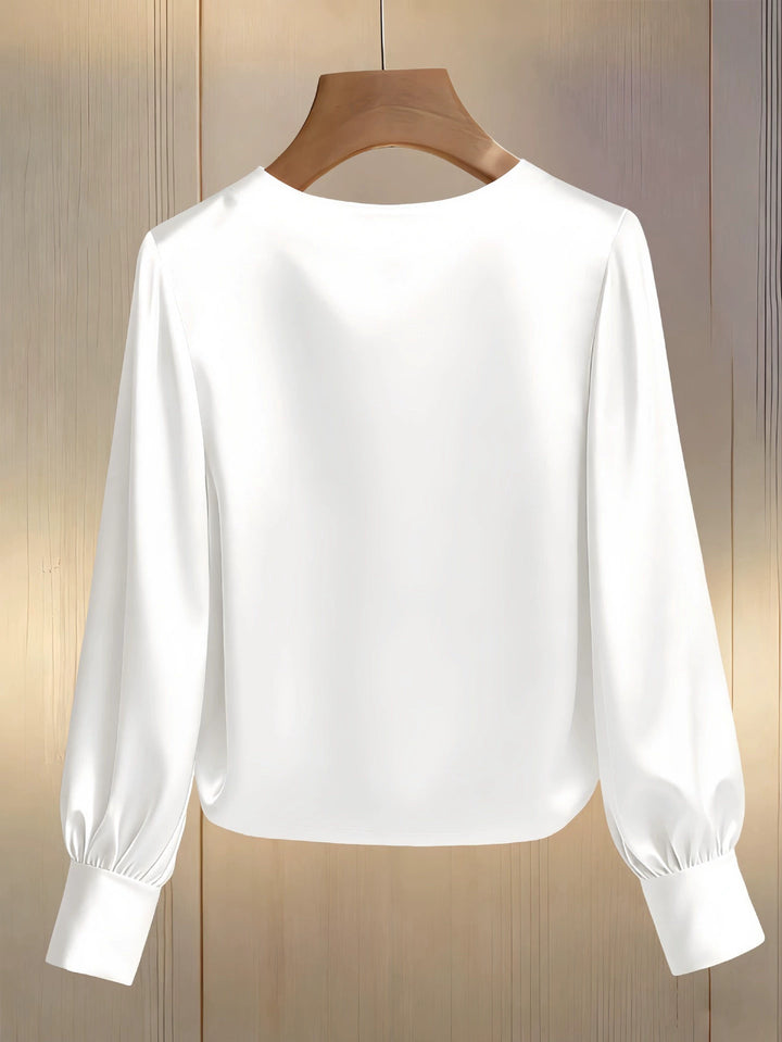 Neralivora - Beaded Satin Top with Jewel Collar