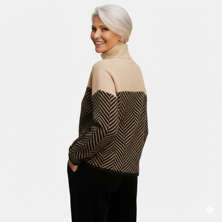 Eva - Herringbone Knit Sweater