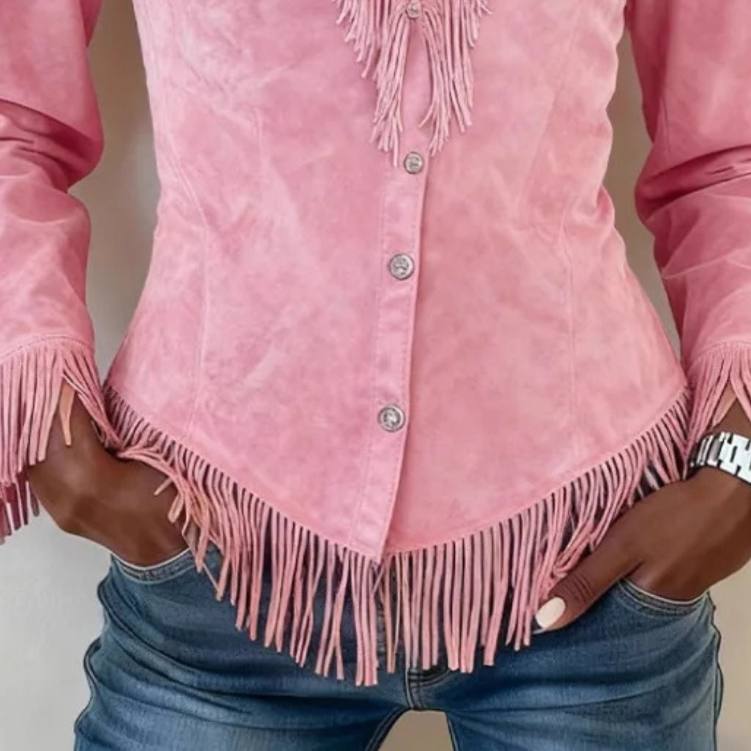 Gwenelivelle - Bohemian Suede Shirt with Fringe