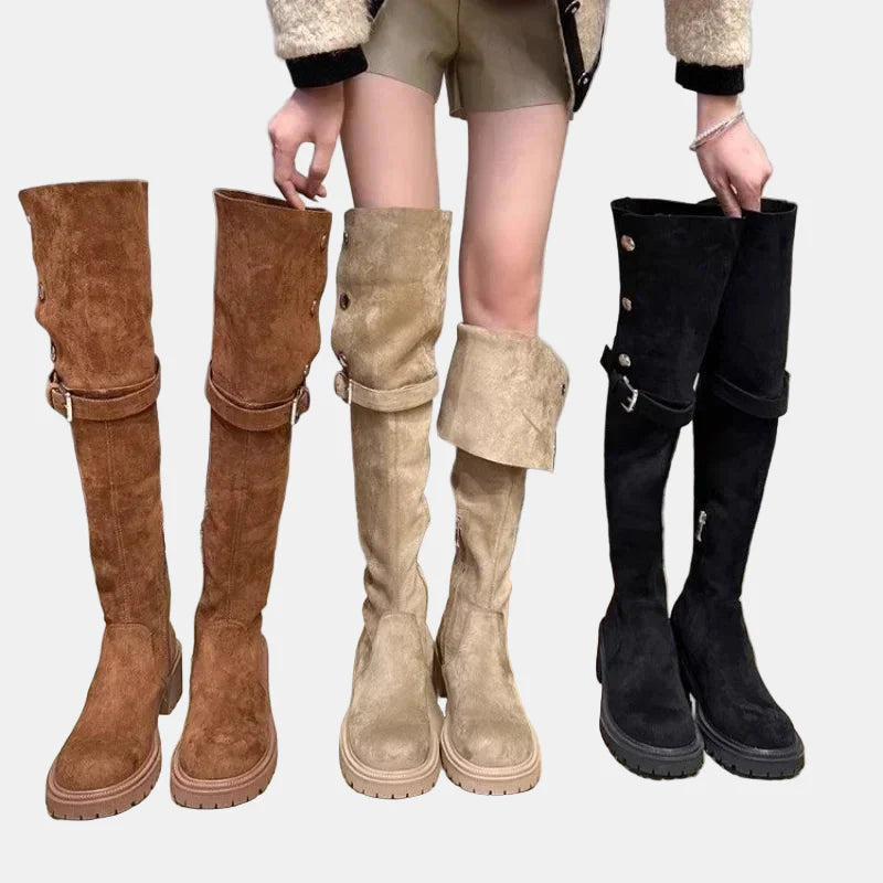 Livia | Over-the-Knee Suede Cowboy Boots