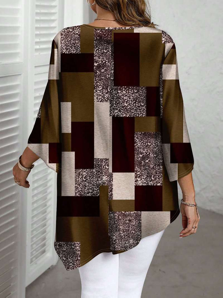 Rhosalivelle - Oversized Checkered Print Blouse