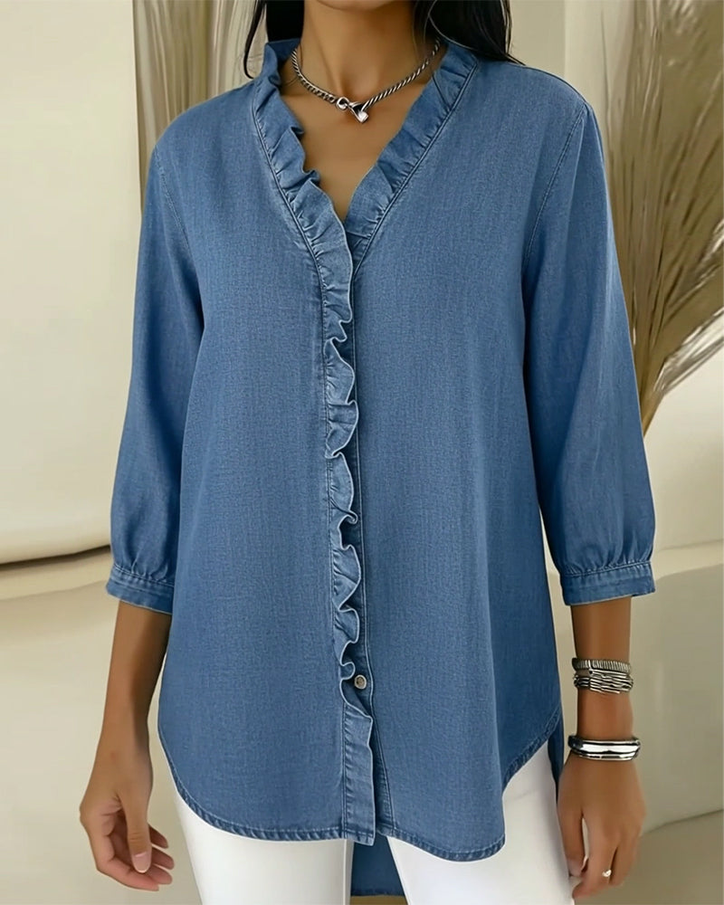 Selyra - Elegant Women's Ruffled Blouse