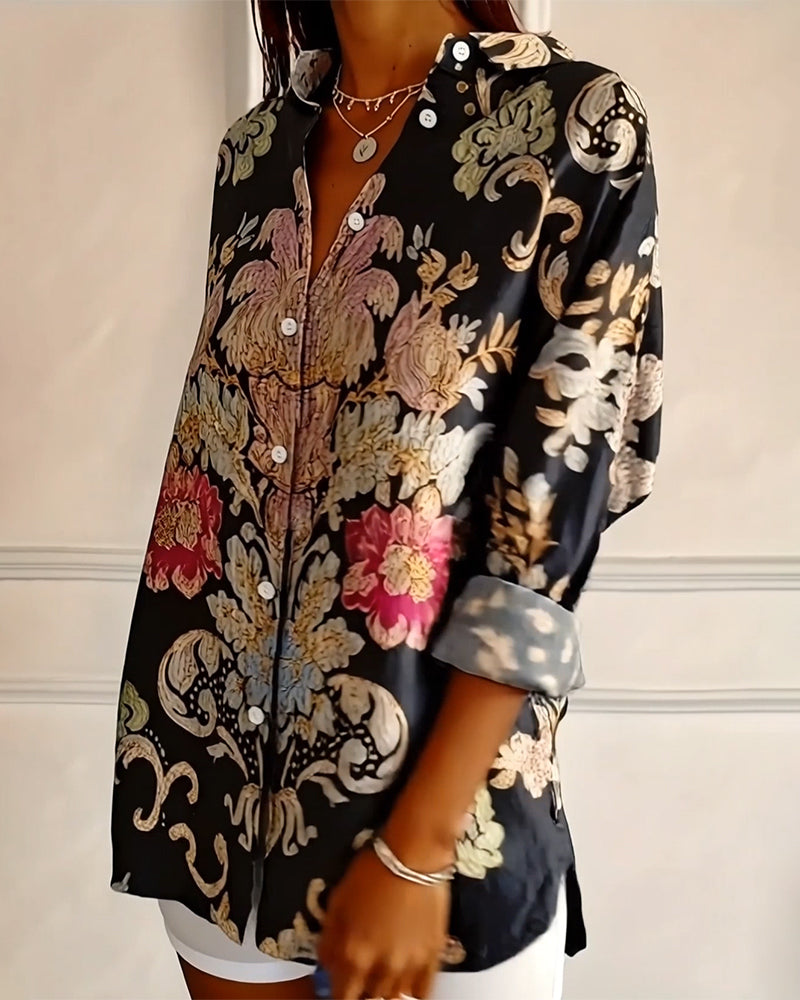 Arelienne - Button-down Shirt with Artistic Patterns