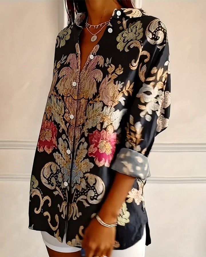 Arelienne - Button-down Shirt with Artistic Patterns